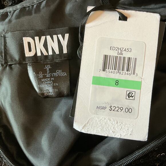 DKNY Sequined Halter Maxi Dress Size 8 Black Sequined Sleeveless Long Formal - Picture 10 of 14